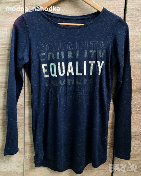 Тънка дамска блуза в тъмносиньо , снимка 1