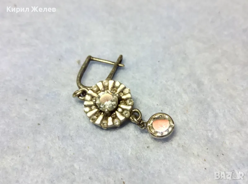 СКЪПОЦЕННА АНГЛИЙСКА СРЕБЪРНА ОБЕЦА СРЕБРО 925 с БЯЛА ПОЗЛАТА и ИСКРЯЩИ КРИСТАЛИ и ЦИРКОНИ 15025, снимка 1