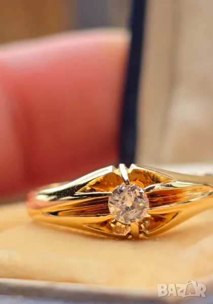 Дамски Златен Пръстен Арт Деко 18к/750 Диамант Old mine cut London 1920г , снимка 1