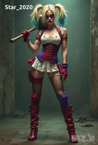 Светеща картина с LED осветление - Harley Quinn , снимка 1