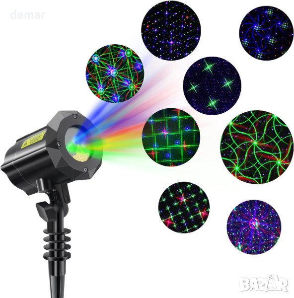 Проектор за коледни светлини Dalanpa с 8 шарки, 3 цвята, снимка 1