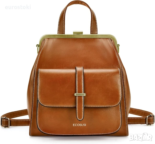 ECOSUSI Малка раница, чанта от изкуствена кожа, мини раница за пътуване, ежедневна дамска чанта , снимка 1