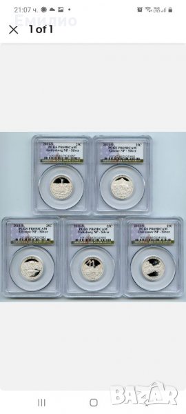 USA 🇺🇸 PROOF SILVER SET 5 COINS QUARTER DOLLARS PCGS PR69DCAM 2011-S, снимка 1