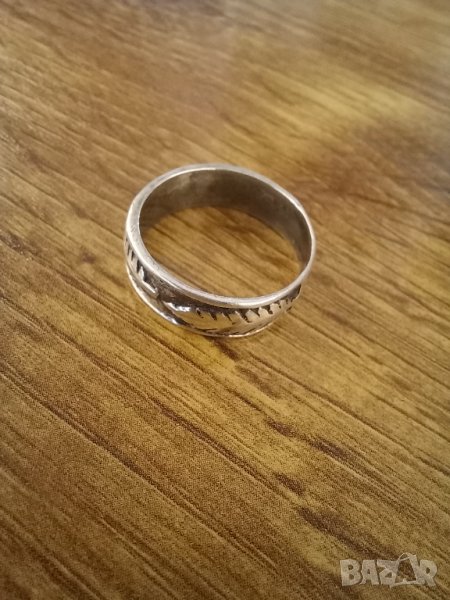 Сребърен пръстен, тип халка с пера, снимка 1