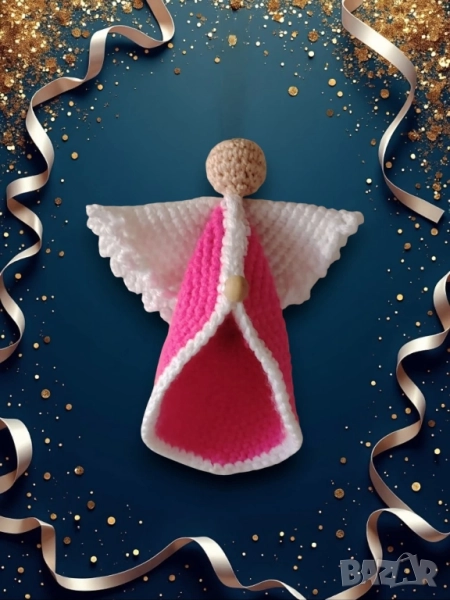 плетена коледна висулка Ангел, снимка 1
