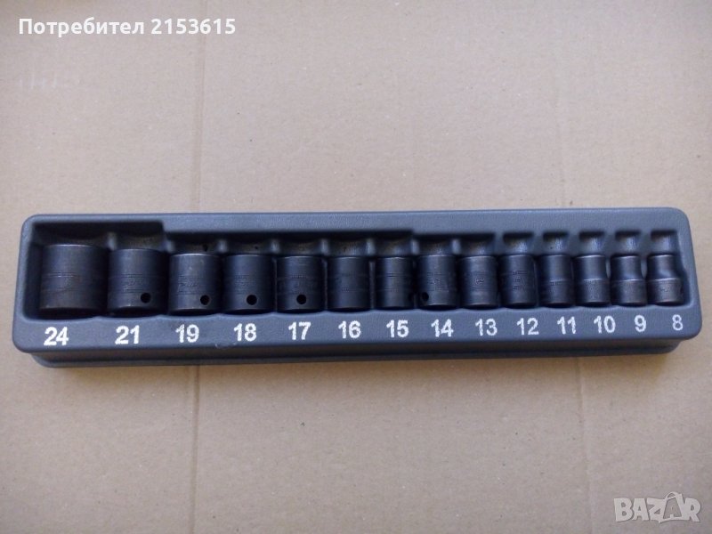 snap on 14 броя качествени черни  3/8 къси 6 стени камъни вложки 214IMFMYA, снимка 1