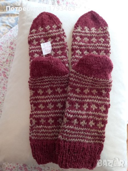 Ръчно плетени мъжки чорапи от вълна, размер 43, снимка 1