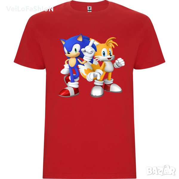 Нова детска тениска със Соник (Sonic) в червен цвят , снимка 1