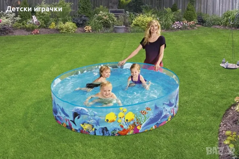 Детски басейн с твърд борд, 183 x 38 см, Bestway, морско дъно, снимка 1