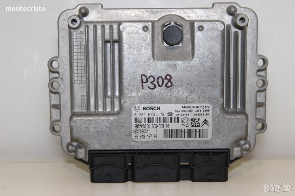 Моторен компютър Peugeot 308 / 0281013872 / 0 281 013 872 / 9664843780 / 96 648 437 80 / EDC16C34, снимка 1