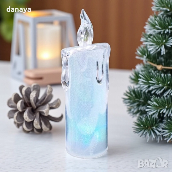 6139 Коледна електронна свещ с преливащи Led светлини, 16 см, снимка 1