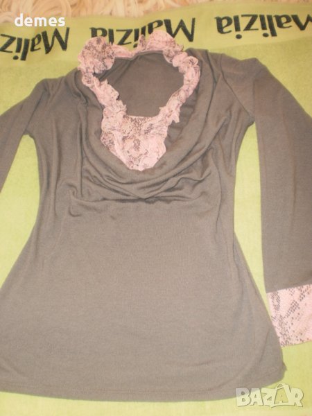 Дамска блуза трико и дантела, размер М, снимка 1