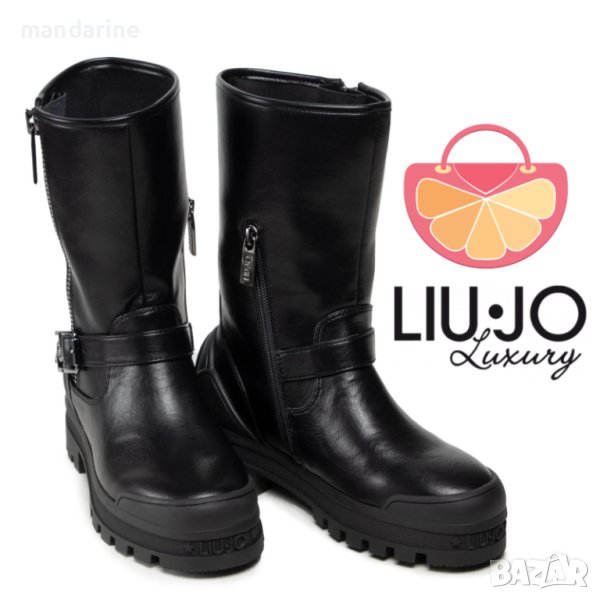 LIU JO № 37 🍊 Дамски кожени боти "BLACK & GREY" нови с кутия, снимка 1