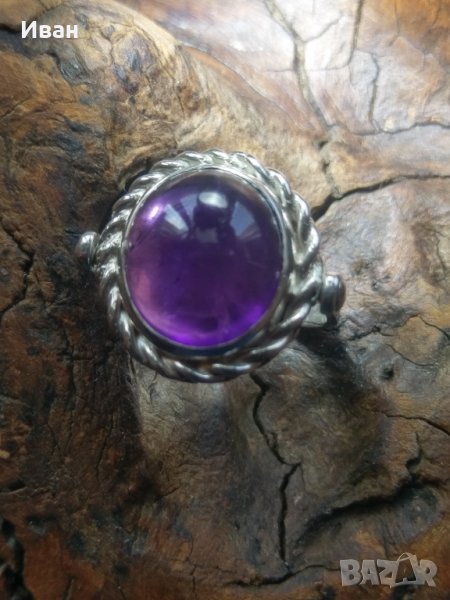 Сребърен пръстен с Аметист 9,75кт, снимка 1