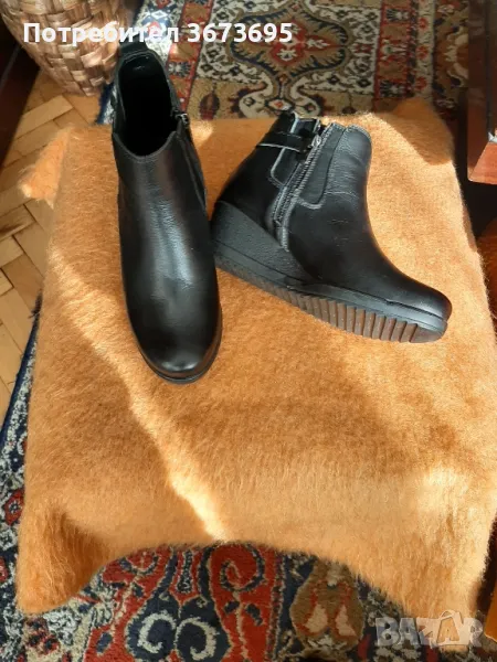 Дамски кожени обувки  боти, снимка 1