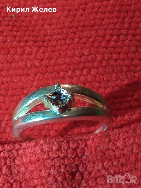 СТАР ПОСРЕБРЕН или СРЕБЪРЕН МАРКОВ РЕТРО АРТ ДЕКО ПРЪСТЕН с ПРЕКРАСЕН ИСКРЯЩ ФАСЕТИРАН ЦИРКОН 28748, снимка 1