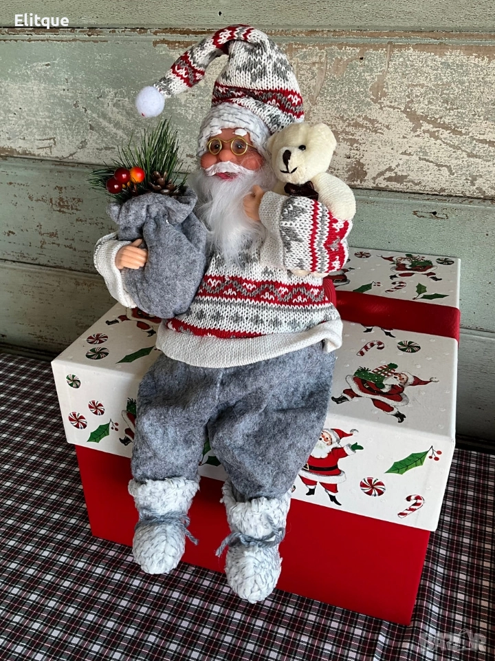 Голям Дядо Коледа с торба и мече - Атмосфера, уют и празничен стил, снимка 1