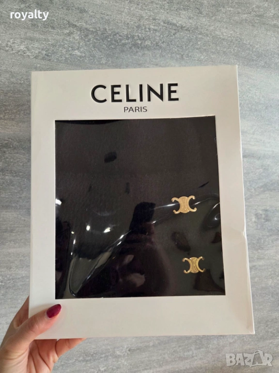 Celine Дамски Комплект Шапка + Шал Черен Най-Висок Клас , снимка 1