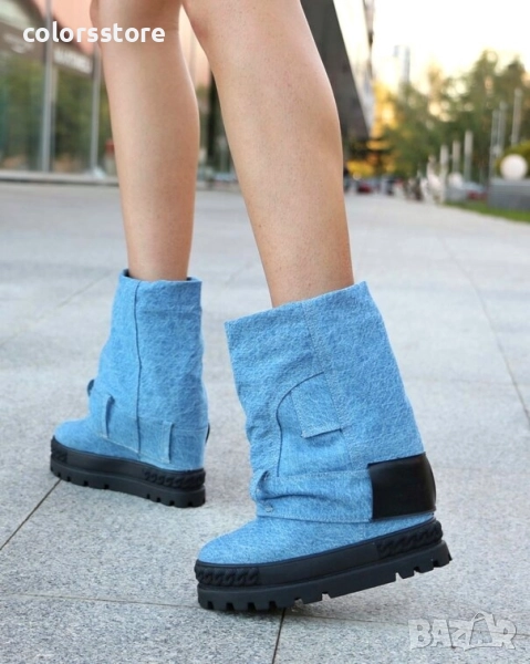 Боти на платформа - син деним - BP23, снимка 1