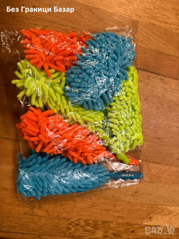 Нов Комплект 3 броя микрофибърни четки за прах + кърпа, цветни ченил мопове, снимка 1