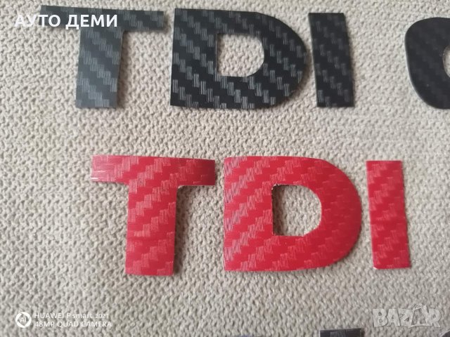 Карбонов стикер лепенка различни цветове с надпис TDI и GTI за кола автомобил джип ван бус пикап, снимка 2 - Аксесоари и консумативи - 33069794