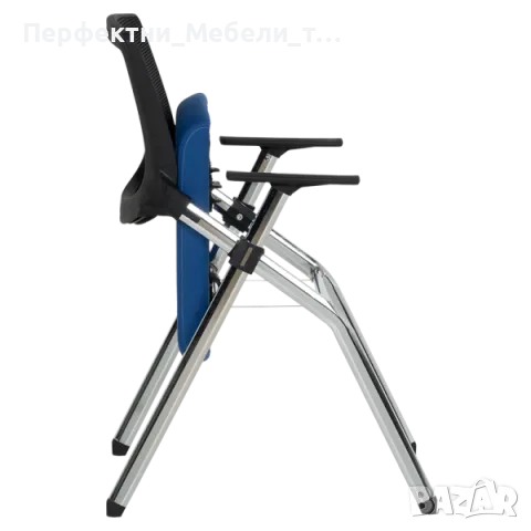 Стол в синя/черна еко кожа за футболни фенове на ЛЕВСКИ-посетитеслки стол,кожен стол Исо, снимка 4 - Столове за офис - 49193183