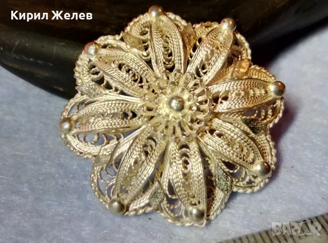 ПРЕКРАСНА СТАРА ФИЛИГРАННА СРЕБЪРНА БРОШКА ЦВЕТЕ СРЕБРО 900 НЕЖНА РЪЧНА МАЙСТОРСКА ИЗРАБОТКА 47964