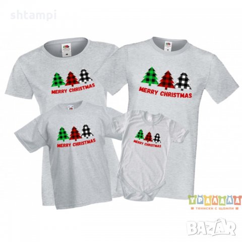 Коледни тениски Merry Christmas Buffalo Коледни елхи, снимка 3 - Тениски - 35071926