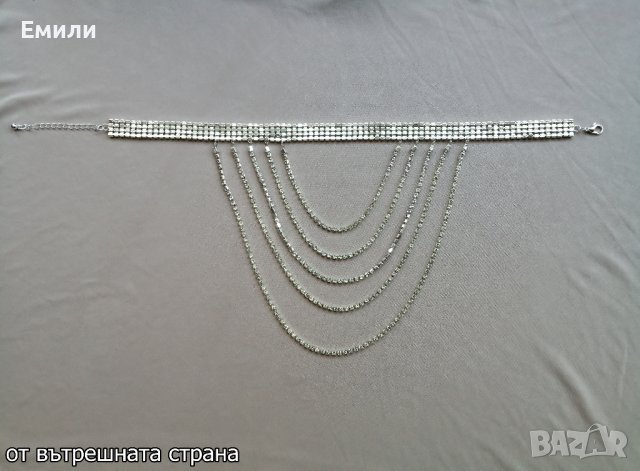 Чокър с кристали в сребрист цвят, снимка 11 - Колиета, медальони, синджири - 44087051