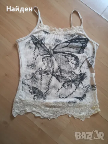 Нов Alt grunge cottagecore топ потник с пеперуди, снимка 3 - Потници - 48555662