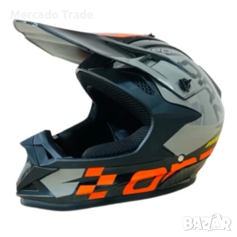 Кросова каска, За мотор, Атв и велосипед, S и M размер, Сив с оранжев, снимка 2 - Аксесоари и консумативи - 50578012