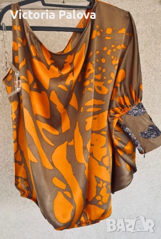 HAUTE  COUTURE дизайнерска блуза MISCHALIS коприна, снимка 7 - Корсети, бюстиета, топове - 51029162