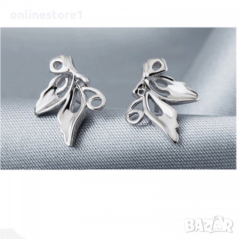 Сребърни Обеци Изящната пеперуда - 925 печат сребро BT416, снимка 7 - Обеци - 28148601