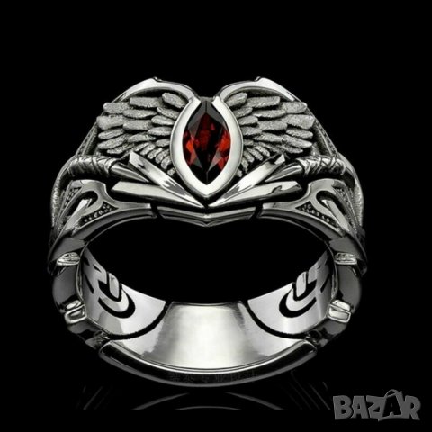 Викингски пръстен с рубин, снимка 2 - Пръстени - 36615173