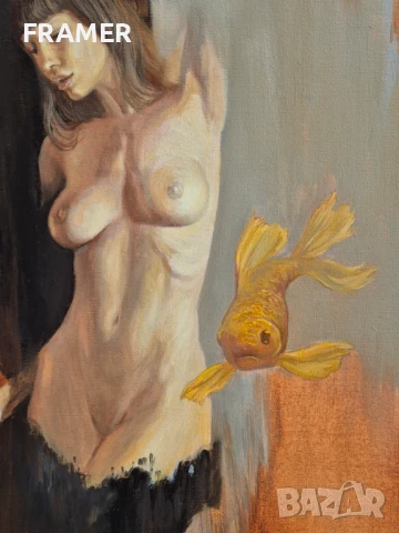 Костадин Жиков Персефона 2023г. Красива картина голо тяло с маслени бои, снимка 4 - Картини - 50917641