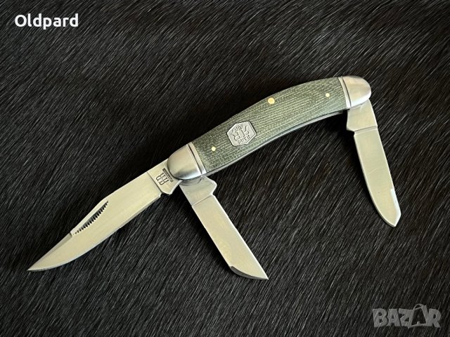 Колекционерски джобен сгъваем нож с три остриета RR Sowbelly Green Micarta Brushed. (RR1991), снимка 2 - Ножове - 43376225