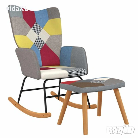 vidaXL Люлеещ стол с табуретка, пачуърк, плат(SKU:328192)