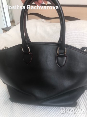 Черна дамска чанта с червени кантове, снимка 2 - Чанти - 32778482