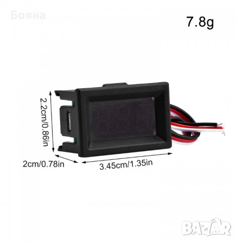 0,36 инча DC - 100V  - Волтметър Тестер, снимка 3 - Друга електроника - 38490326