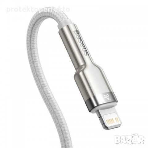 Кабел BASEUS Type-C lightning port, 5A, 20W, 2m, Fast charge – бял, снимка 4 - USB кабели - 32942222