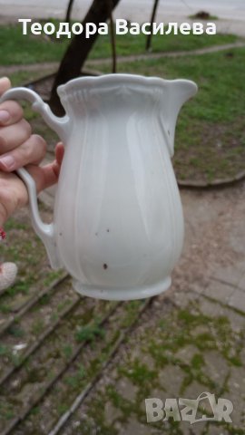 Бяла барокова кана 18см, снимка 4 - Антикварни и старинни предмети - 40132122