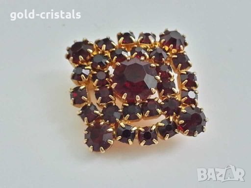 Антикварна брошка с  гранати, снимка 3 - Антикварни и старинни предмети - 28684483