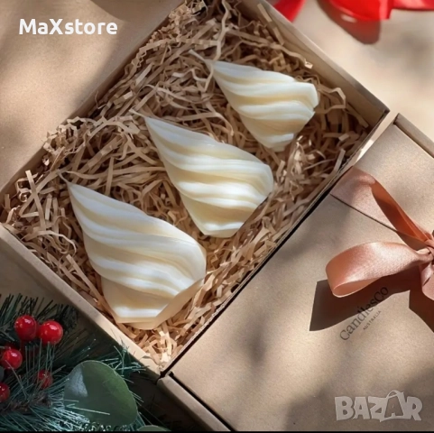 3D 3 размера спираловидна елха Силиконов молд за свещи гипс сапун смола , снимка 4 - Форми - 51955133