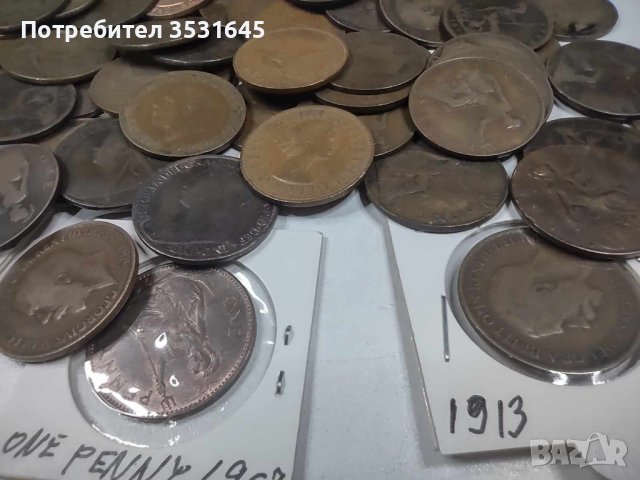 Голям лот монети от едно пени, снимка 4 - Нумизматика и бонистика - 43356459