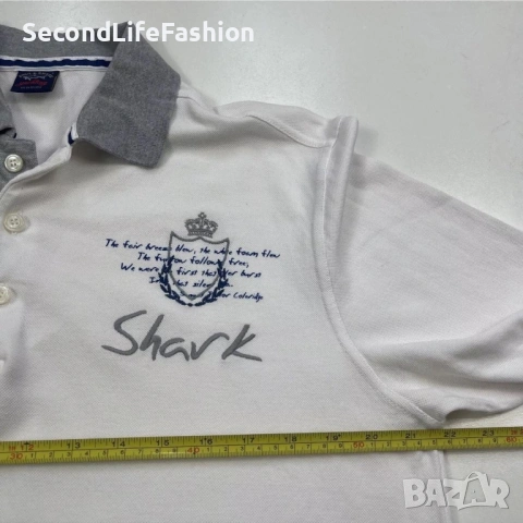 Мъжка винтидж поло тениска Paul & Shark размер L Royal Ocean бяла, снимка 5 - Тениски - 53155465