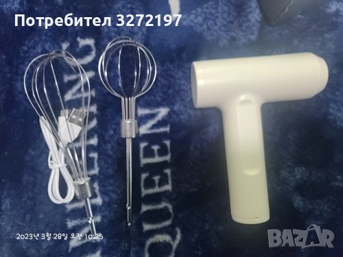 Безжичен миксер за храна, преносим 3 скорости, бъркалка за яйца, тесто за печене, за крем за торта. , снимка 2 - Миксери - 40439294