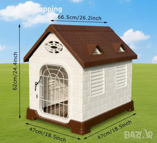 Външна водоустойчива пластмасова къща за кучета, котки и други домашни любимци, снимка 5 - За кучета - 52728003