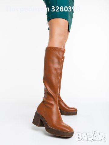 Модни дамски ботуши в цвят камел, снимка 5 - Дамски ботуши - 43091394