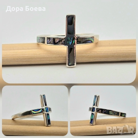 Сребърен пръстен: "Крос", снимка 3 - Пръстени - 52380845
