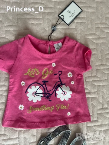 Дънков бебешки сукман и блузка, снимка 2 - Бебешки рокли - 50771118